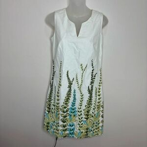 Ann Taylor loft floral Vine Leaf Print sleeveless Dress Career size 0 NWT white